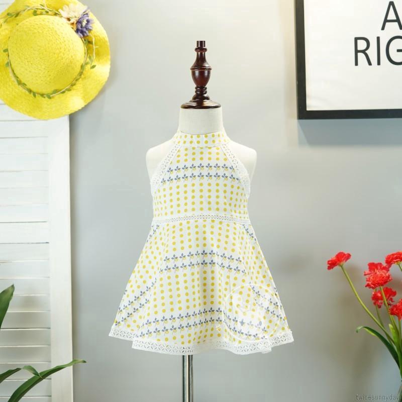 Đầm sát nách cổ tròn xinh xắn đáng yêu dành cho bé gái