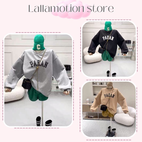 Áo nỉ sweater hoodie đôi nam nữ thời trang trẻ chữ PAEAN hàng quảng châu cao cấp co dãn from rộng hot LALLAMOTION 21 | BigBuy360 - bigbuy360.vn