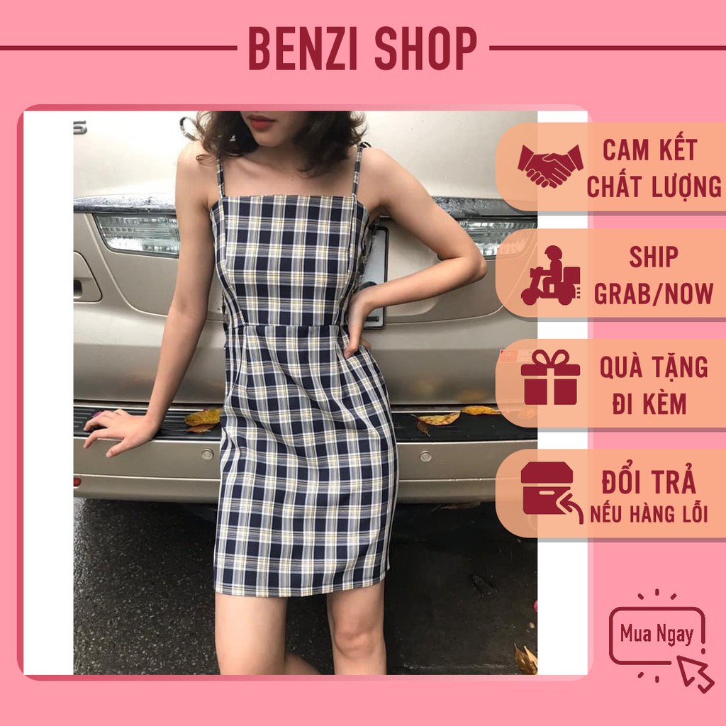 Váy 2 dây Váy 2 dây dáng dài kẻ caro