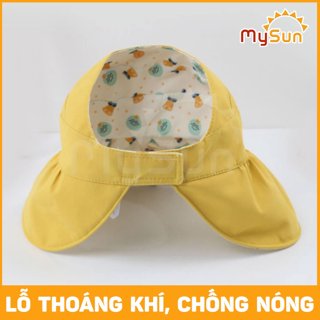 Mũ nón vải che chống nắng nửa đầu rộng vành kiểu Hàn Quốc cho bé gái, trai MySun