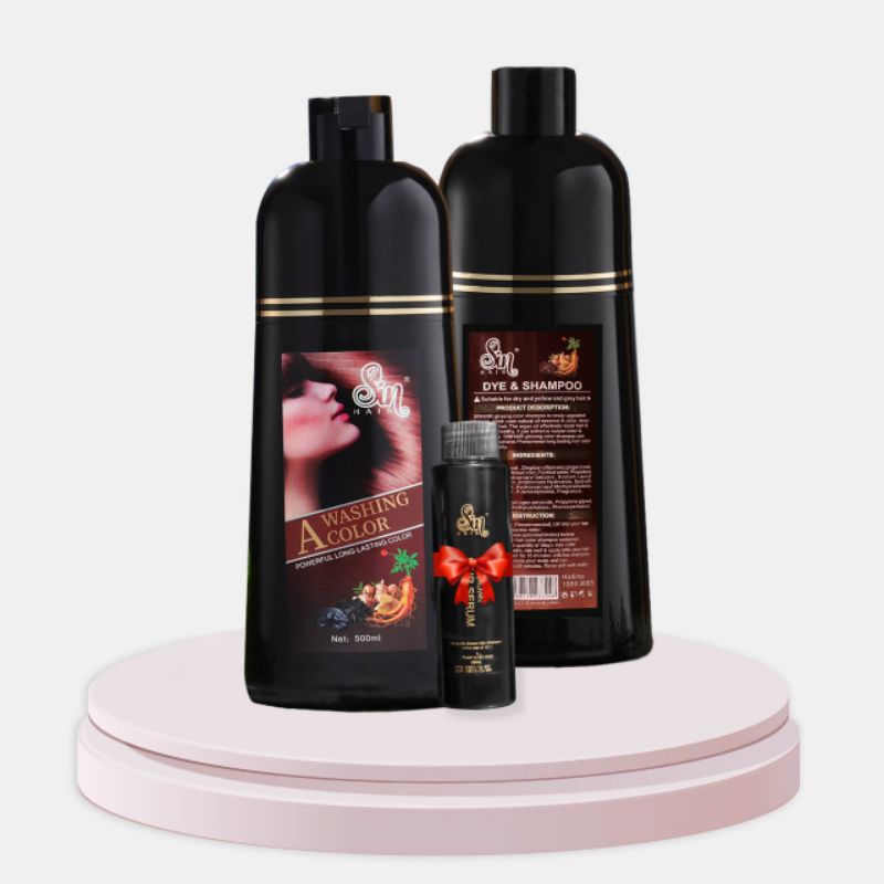 Số 1 Nhật Bản Combo 2 chai dầu gội phủ bạc màu nâu Sin Hair  500ml