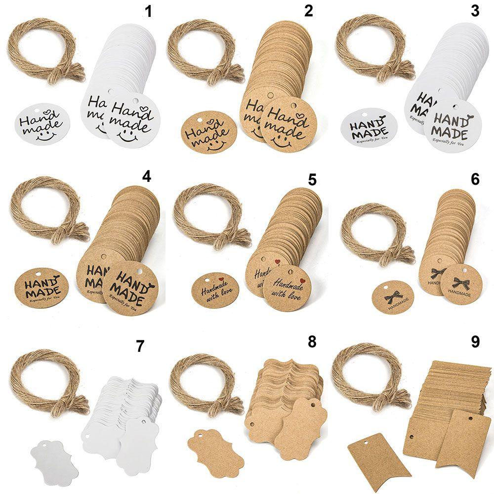 Set 100 Thẻ Giấy Kraft Dùng Gói Quà / Trang Trí Tiệc Cưới DIY