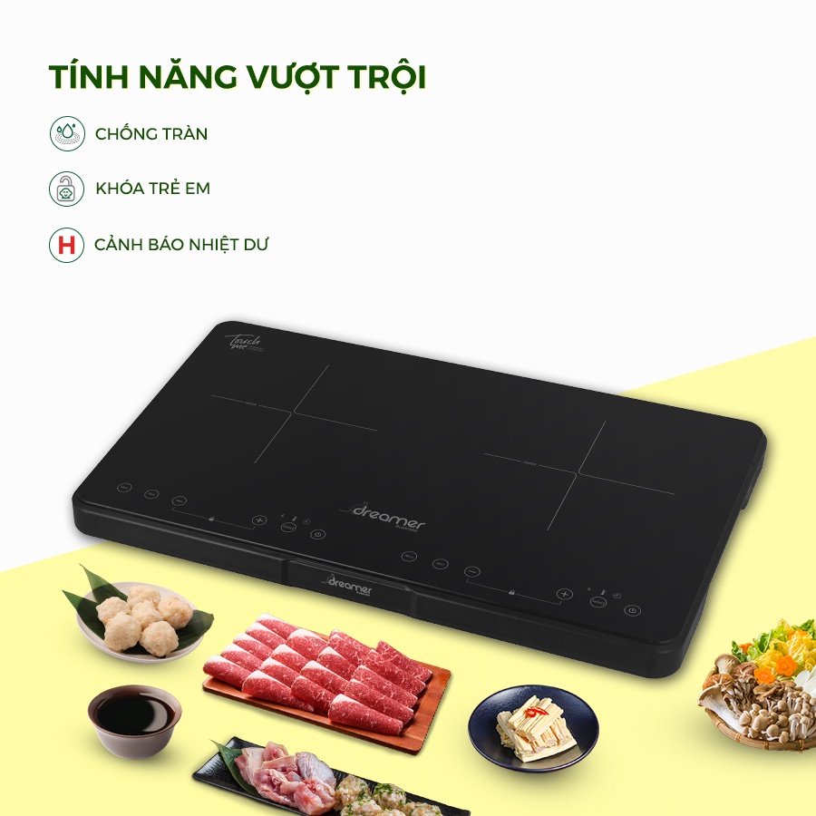 Bếp Từ Dương Đôi DREAMER Màu Đen DKA-DIC135B 3500W - Bảo hành chính hãng 12 Tháng