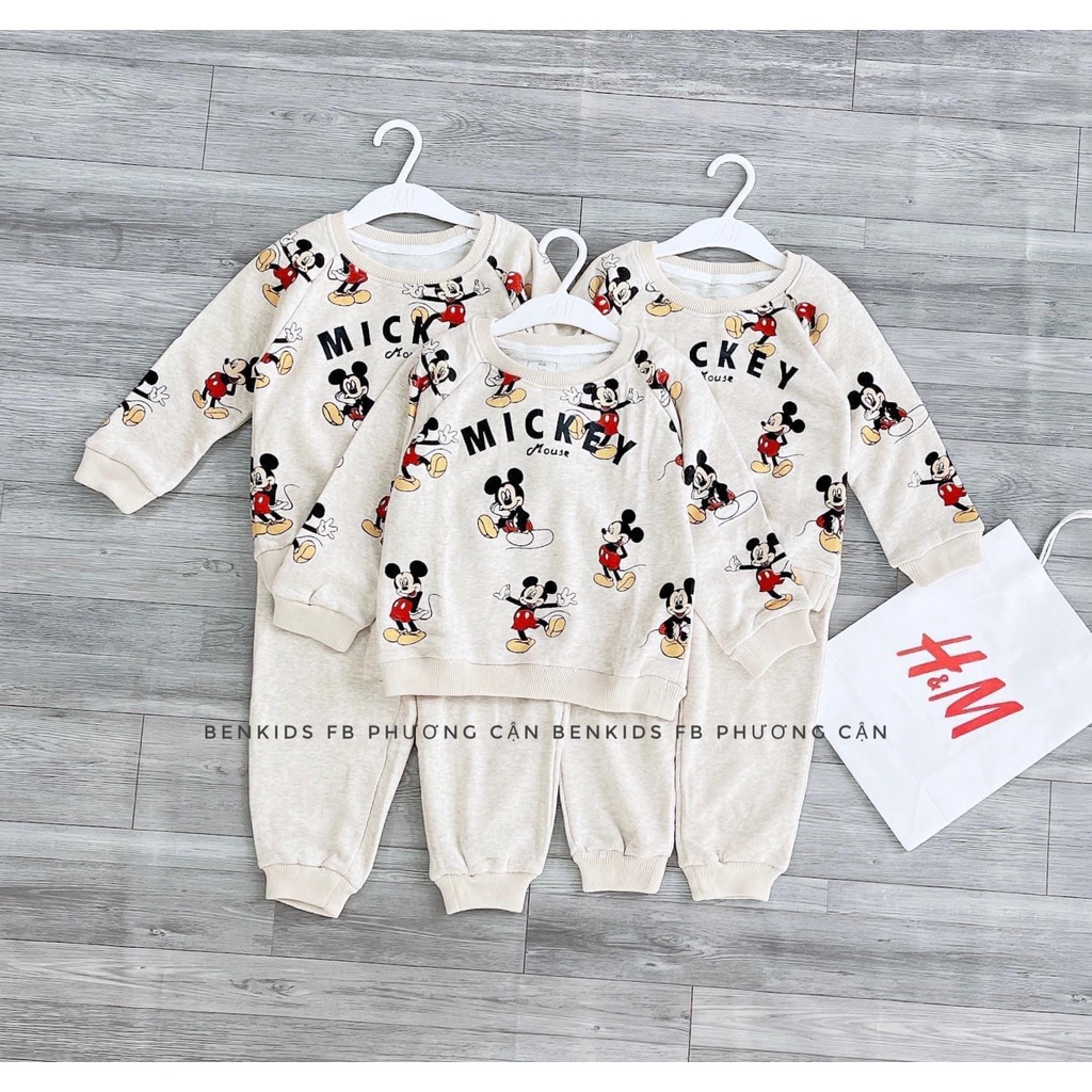 Đồ bộ bé trai nỉ da cá Mickey hàng xuất xịn chất nỉ mềm đẹp không bai xù