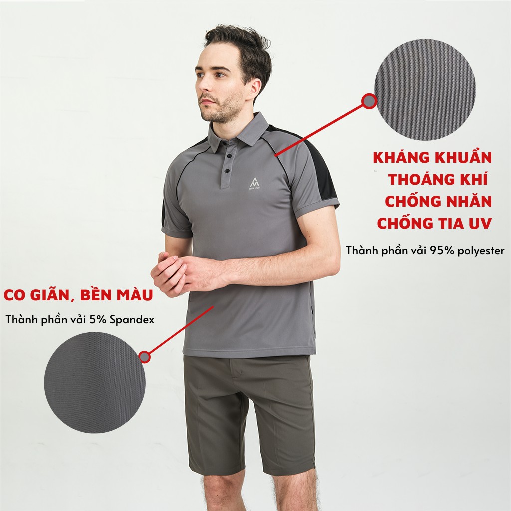 Áo Polo Nam AM PLV04 Tay Raclang Phối Màu Trẻ Trung Form Regularfit Thoáng Khí, Bền Màu, Bay Nhanh Mồ Hôi