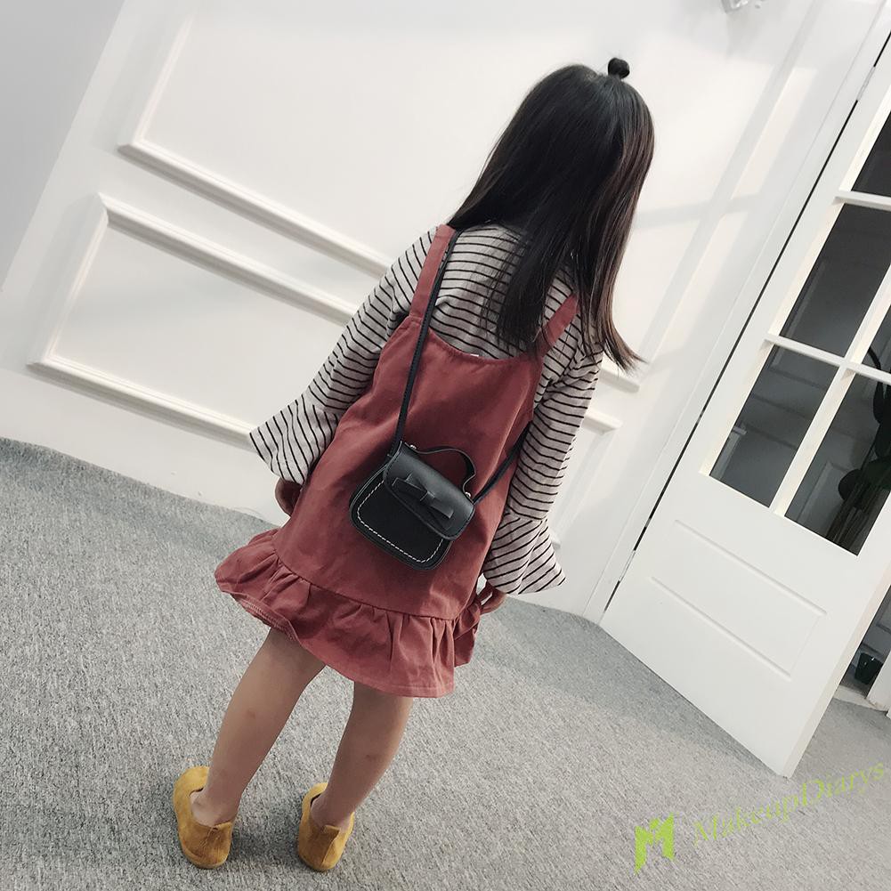 Kids Girls Cute Bowknot Handbags PU Leather Shoulder Mini Crossbody Clutch