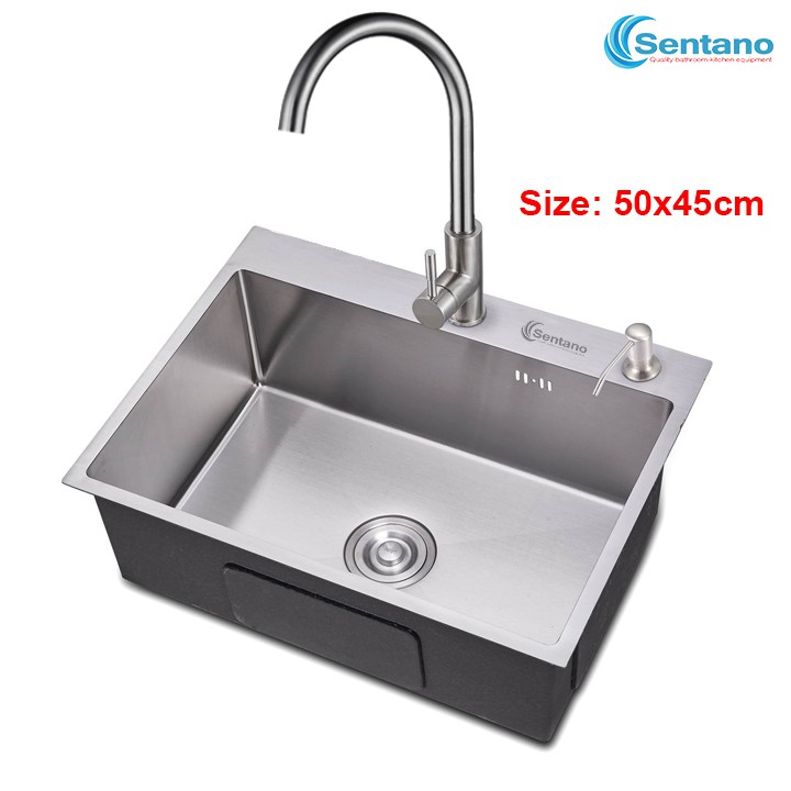 Chậu rửa chén SENTANO 1 ngăn đáy vuông inox sus304 KT 50x45cm | BigBuy360 - bigbuy360.vn