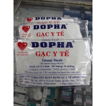 Gạc y tế tiệt trùng Đông Pha 5x6 / 8x9 cm. Gói 10 miếng