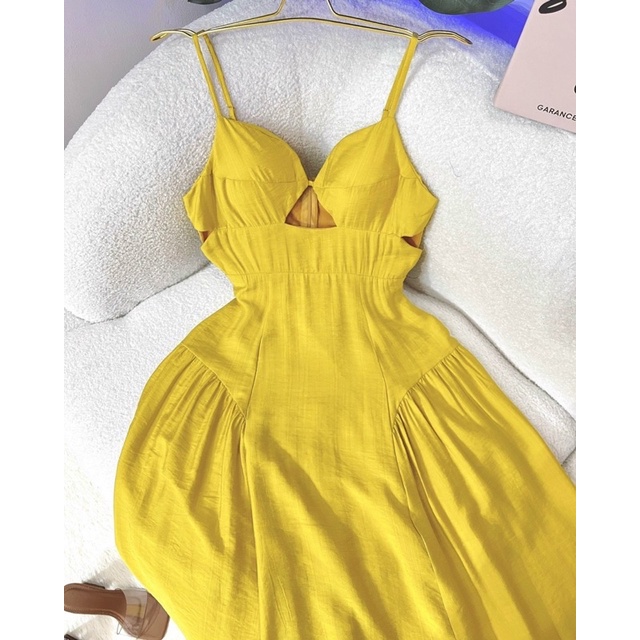 Maxi đũi trắng/vàng/xanh 2 dây khoét ngực, đầm váy dài sexy quyến rũ gợi cảm thời trang hotgirl dạo phố đi biển du lịch