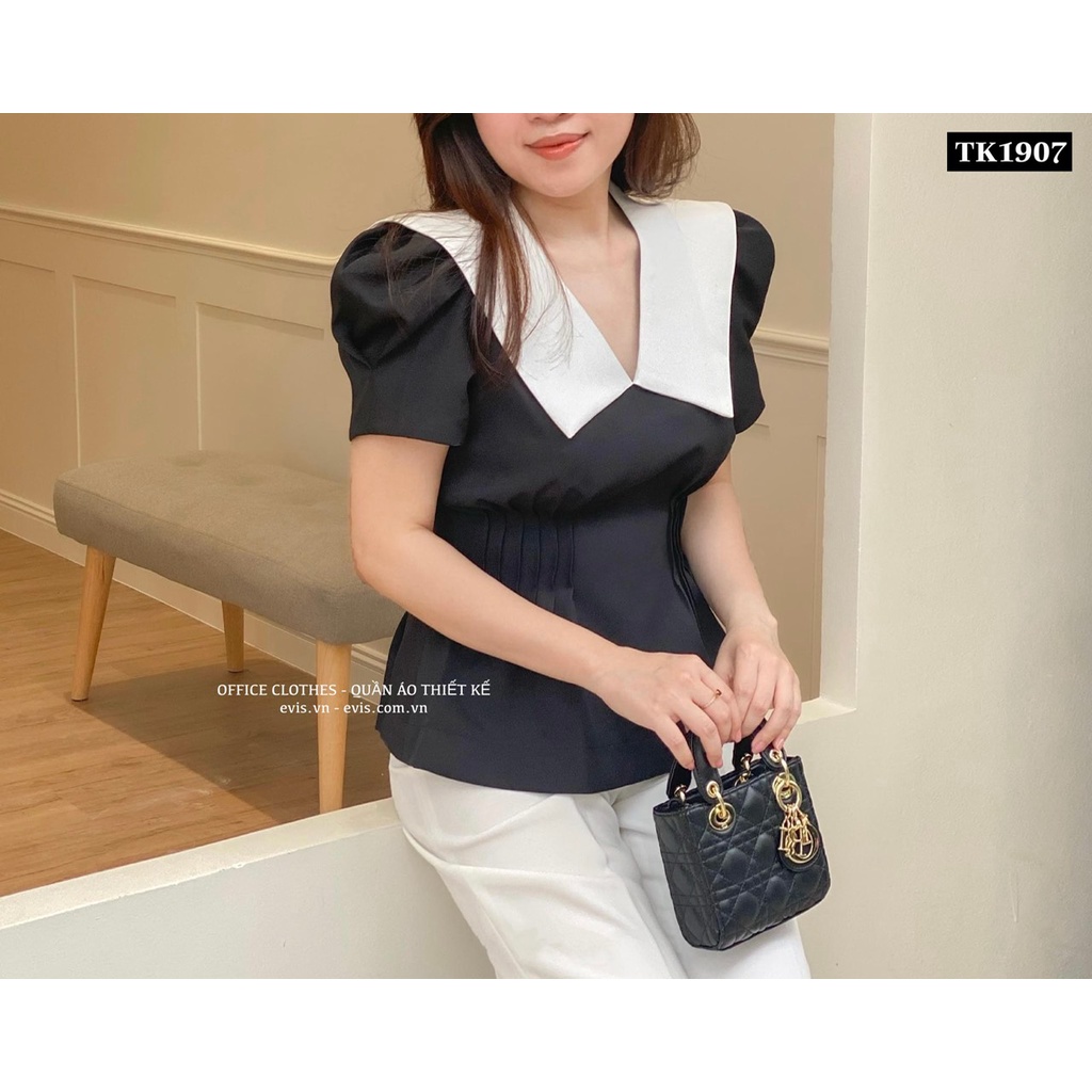 Áo PepLum Cổ V Thiết Kế Công Sở TK1907