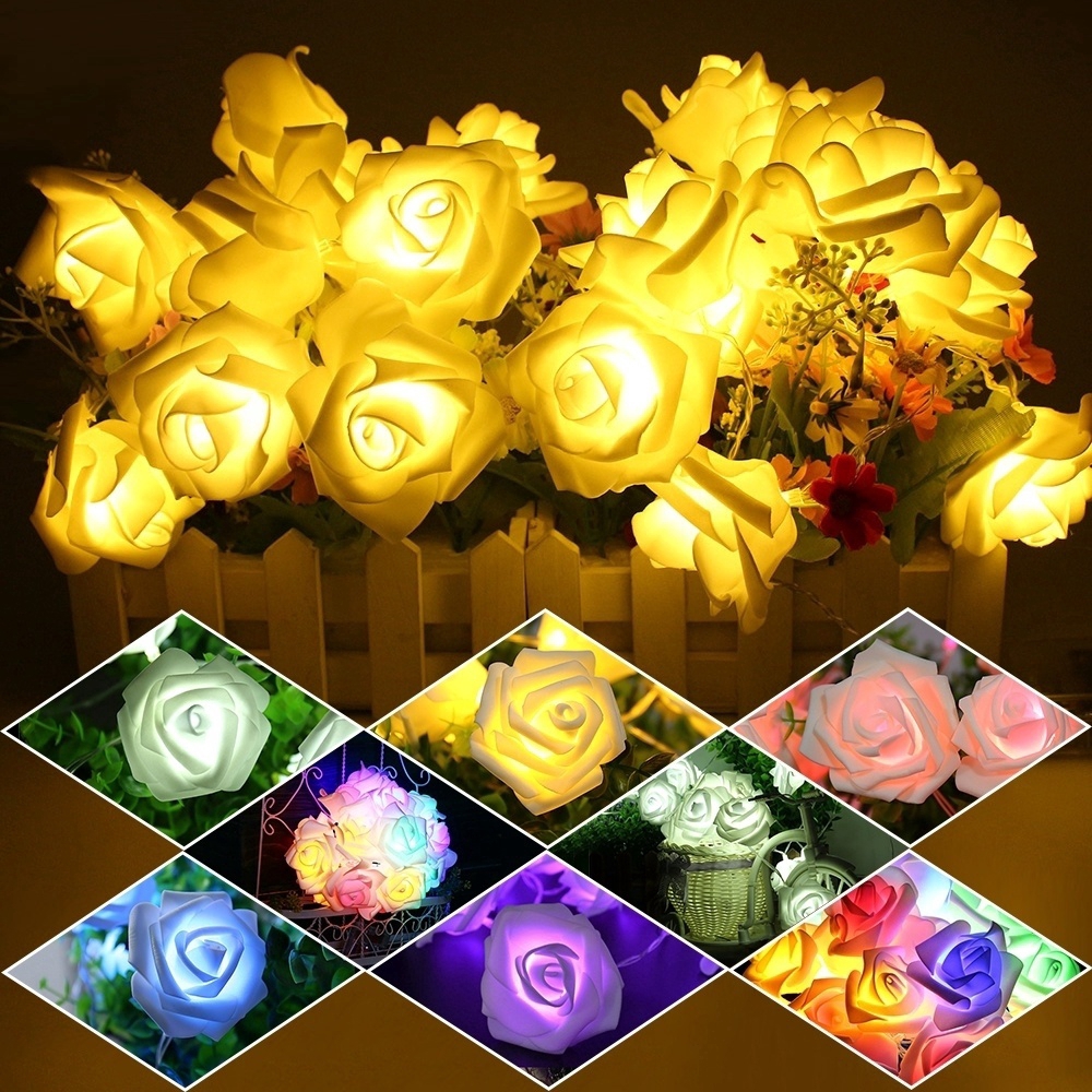 Dây đèn 20 LED hình hoa hồng dùng trang trí tiệc tùng / nhà ở lãng mạn 2.2m