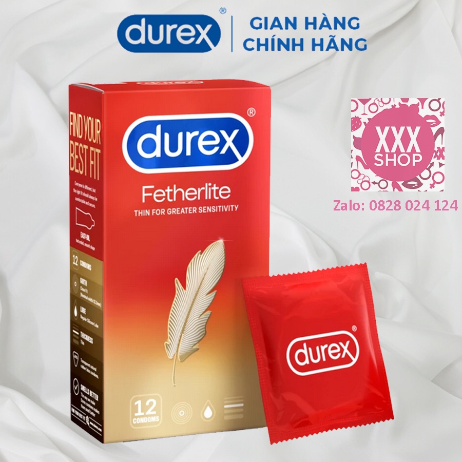 [Chính Hãng] Bao cao su Durex Fetherlite siêu mỏng - Hộp 12 cái