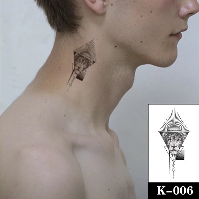 Hình xăm sư tử mặt trời style La Mã k006- miếng dán tatoo tạm thời size &lt;10x6cm