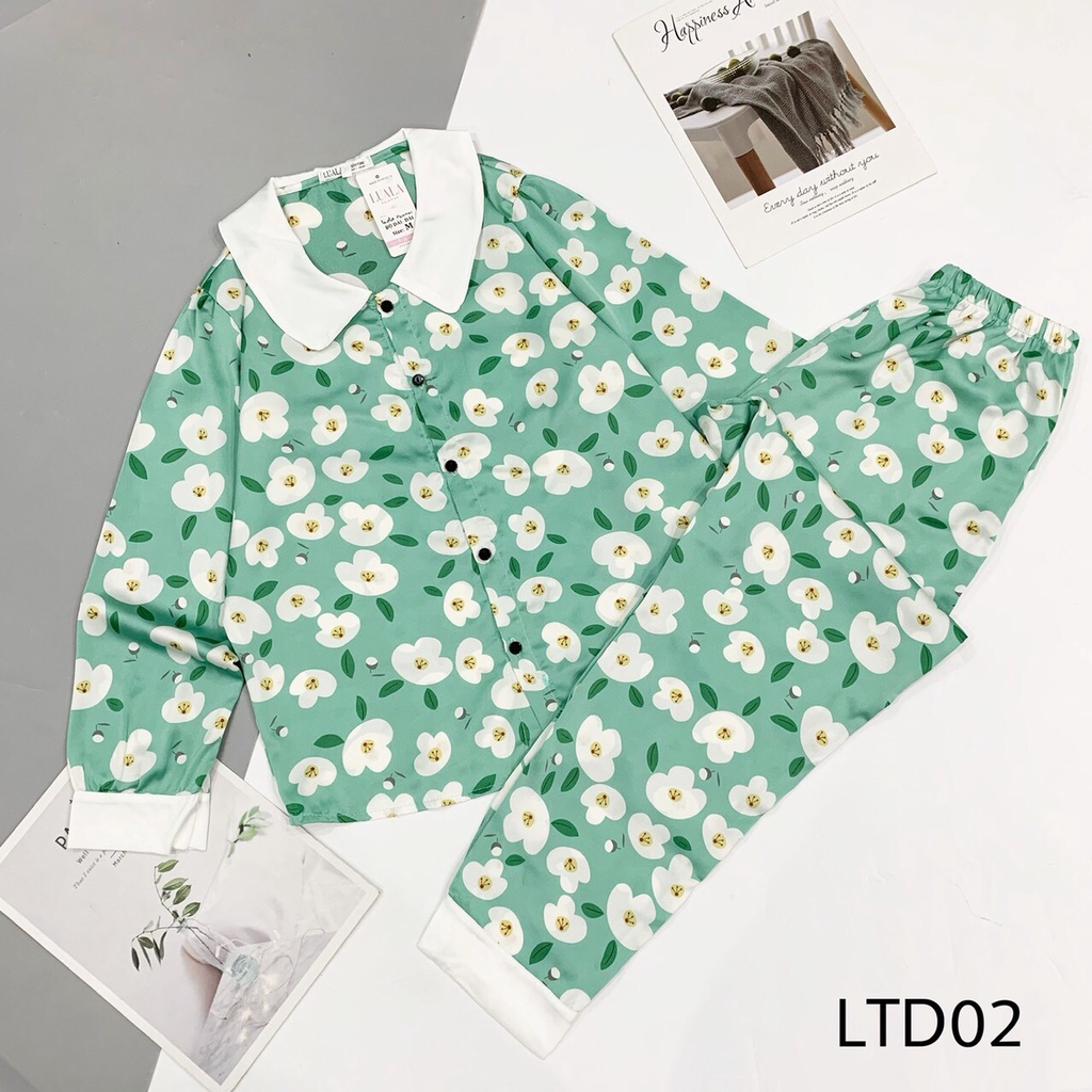 [Hàng Cao Cấp Có Size] Bộ Pijama Lụa Satin - Đồ Bộ Mặc Nhà Dài Tay Thu Đông Chất Vải Mềm Mại An Toàn