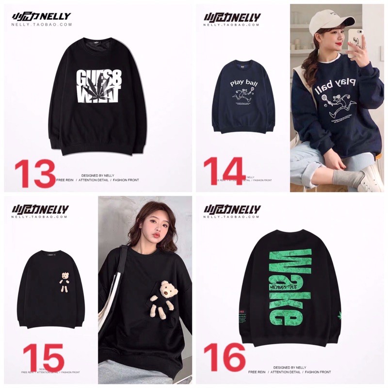 Áo sweater Nelly Form rộng ( hàng chính hãng )- chọn hàng vui lòng chọn size và ghi chú mẫu giúp shop