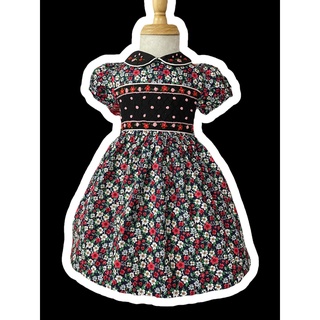 ĐẦM SMOCK ĐEN HOA ĐỎ