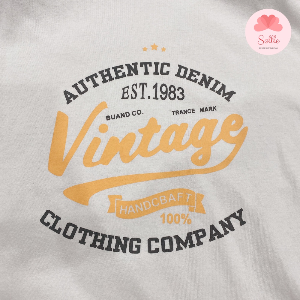 Áo thun ngắn tay Unisex in chữ VINTAGE, áo phông form rộng cotton đẹp Hàn Quốc Sollle