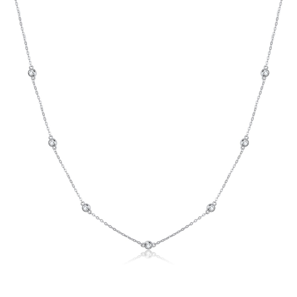 Dây chuyền Bamoer Sc393 bạc 925 kiểu giọt nước đính đá thời trang cho nữ