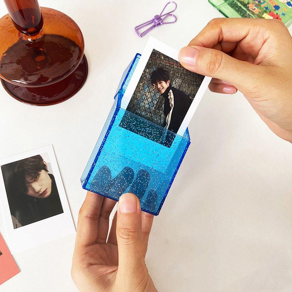 Hộp Đựng Ảnh Bằng Nhựa Trong Suốt Lấp Lánh Cho Polaroid Album Ảnh Thần Tượng