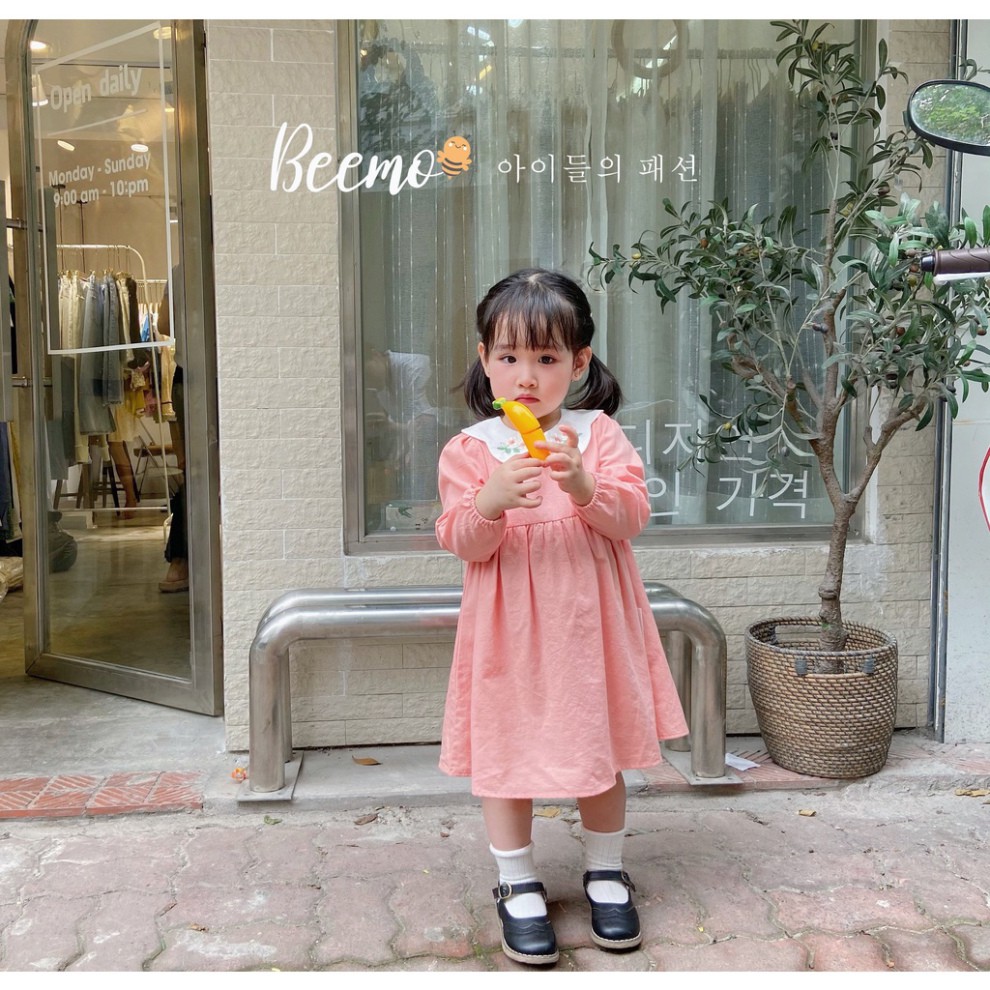 Váy bé gái kiểu dáng babydoll Hàn Quốc 3 màu - 21V017