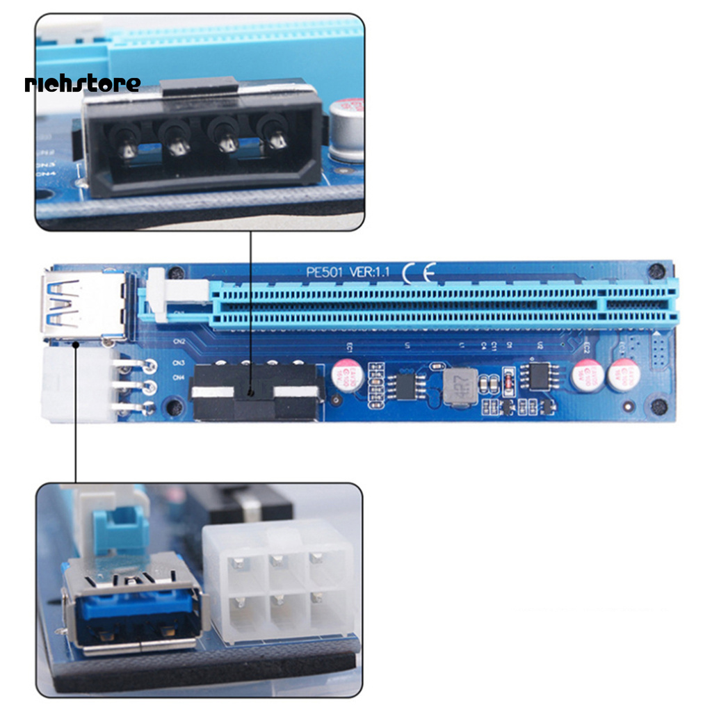 Card Mở Rộng Xdnzx U40 6pin / 4pin 30cm Usb 3.0 Pci-E 1x Sang 16x