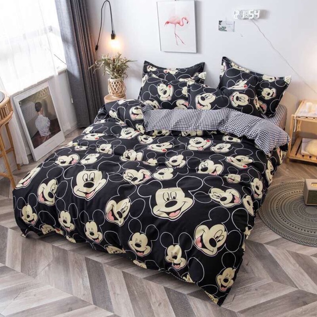 Chăn ga gối cotton poly - Chuột mickey.