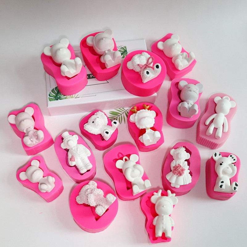 Khuôn Silicon Làm Bánh Kẹo Hình Gấu teddy 15 Kiểu Siêu Dễ Thương