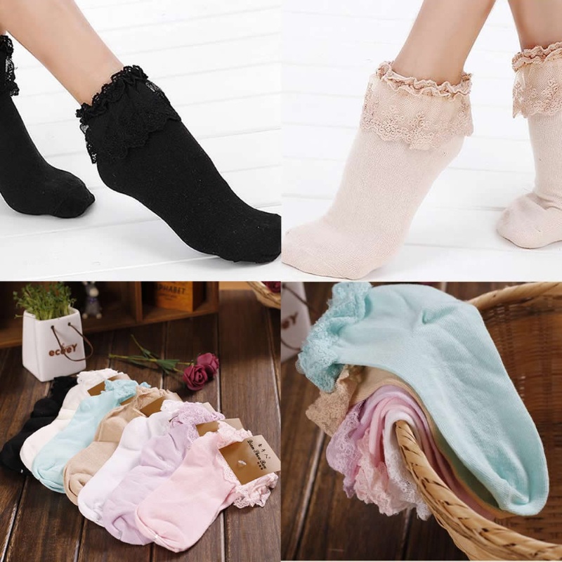Đôi Vớ Phối Ren Hoa Phong Cách Công Chúa Đáng Yêu Mới