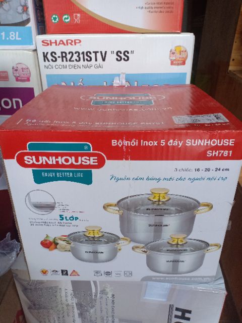 Bộ nồi SunHouse 5 đáy