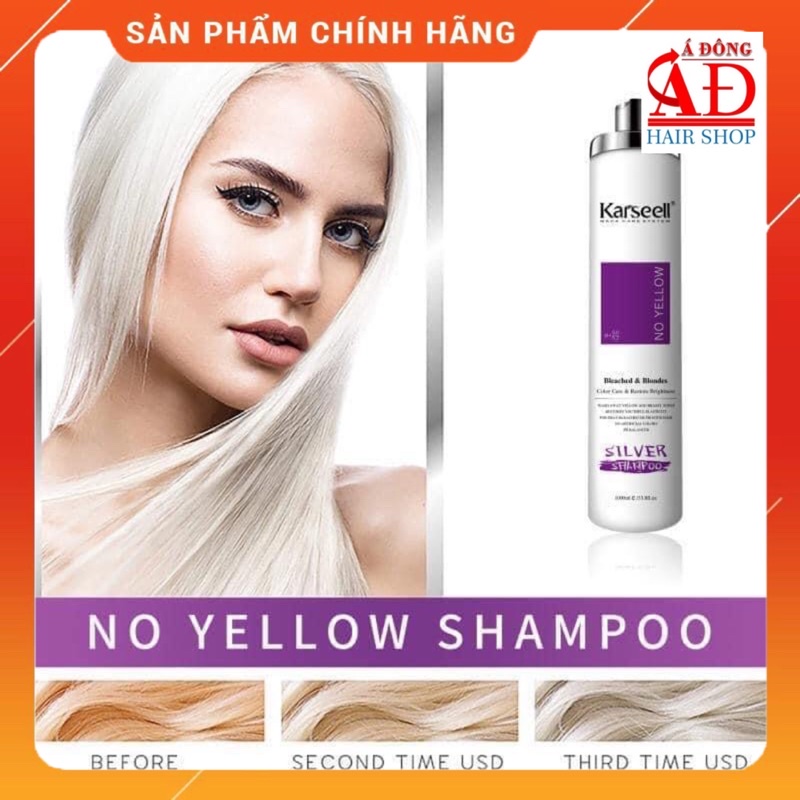 DẦU GỘI TÍM KARSEELL NO YELLOW SILVER SHAMPOO KHỬ ÁNH VÀNG CHO TÓC TRÂNG BẠCH KIM