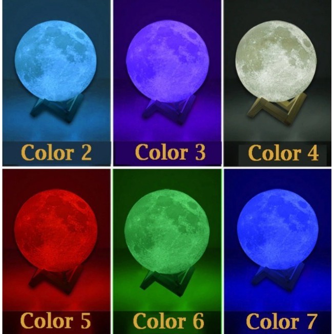 Đèn ngủ mặt trăng Moonlight 3D; đủ màu size 10cm, 12cm, 15cm, 18cm, 20cm có điều khiển, tặng đế gỗ, dây sạc