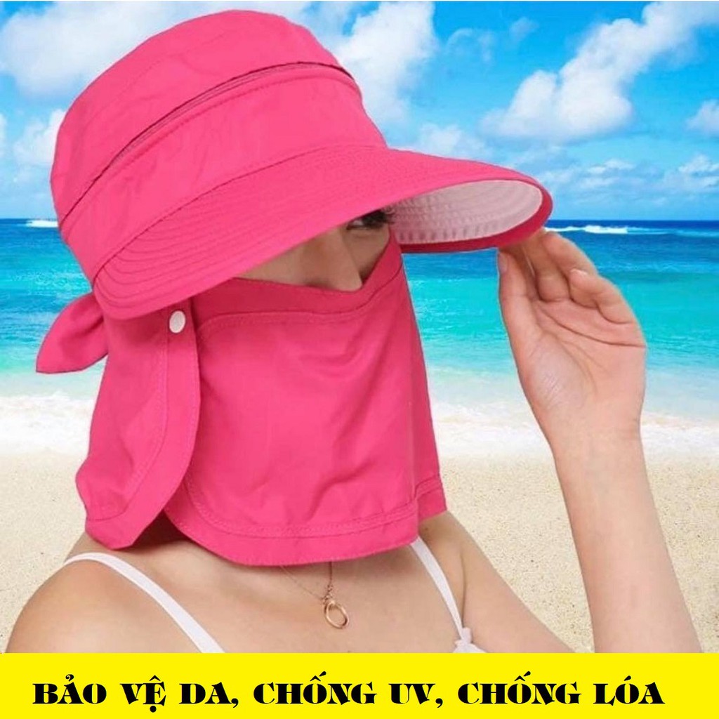 Mũ chùm nắng, mũ chống nắng nữ, chống tia cực tím, mũ rộng trùm kín mặt và vai gáy nhiều màu vài thôn thoáng dễ sử dụng