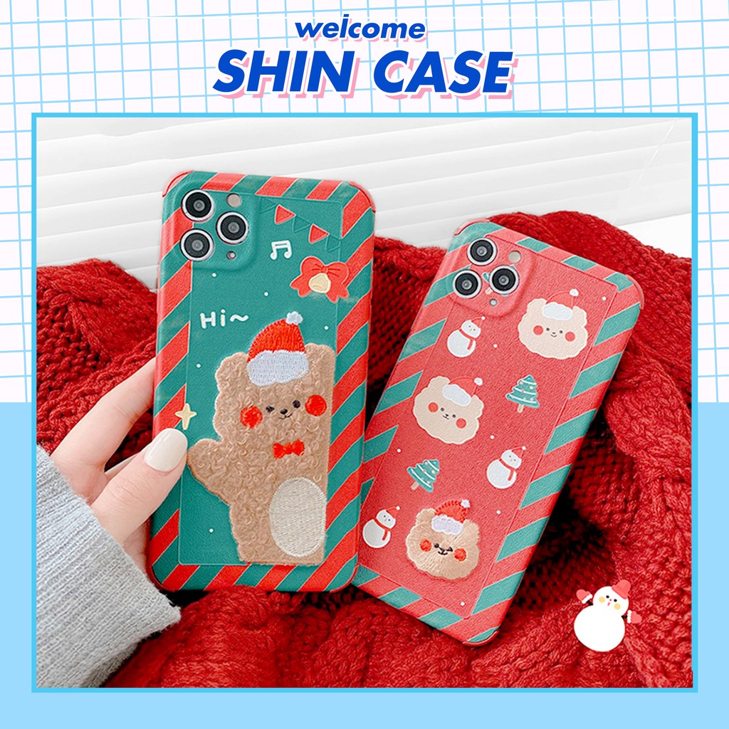 Ốp lưng iphone - Ốp iphone Christmas Bear thêu 5/5s/6/6plus/6s/6splus/7/7plus/8/8plus/x/xr/xs/11/12/pro/max/plus/promax