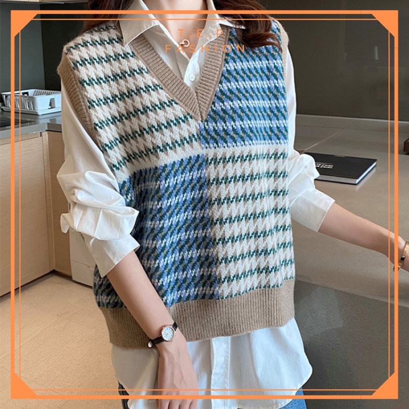 Áo Gile Len Nữ Chất Dày Dặn Phong Cách Hàn Quốc Hoạ Tiết Ziczac Siêu Xinh Tep Fashion - AGL002