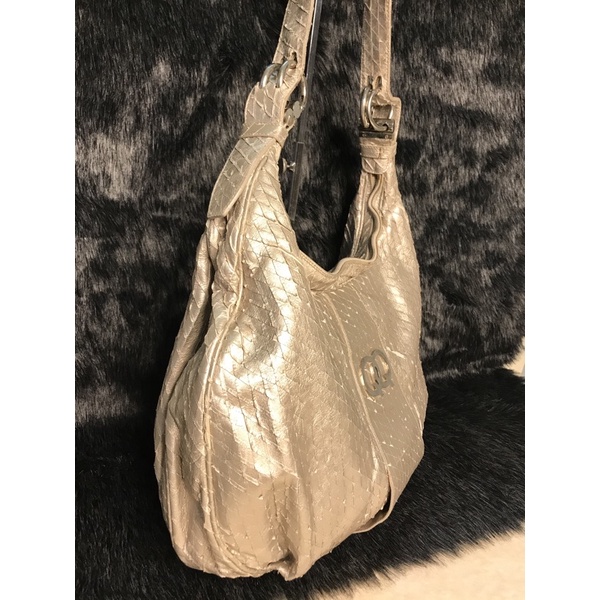 💚 👜  túi si tuyển hiệu Shalky Qq Italia đeo vai công sở đi chơi màu bạc ánh kim kiểu như vẩy cá👜