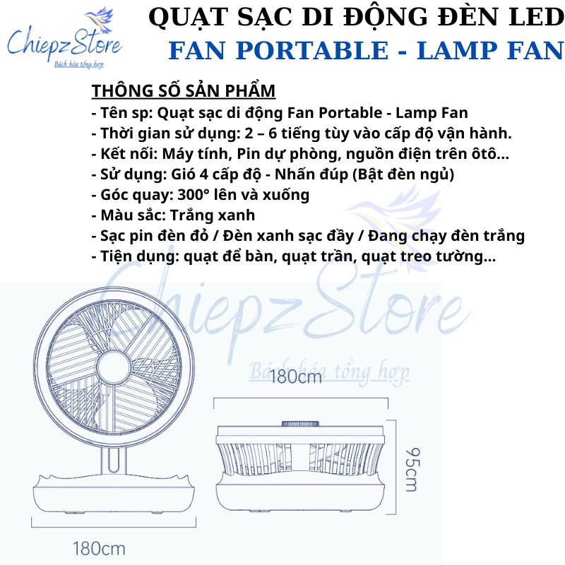 Quạt sạc di động Fan Portable – Lamp Fan