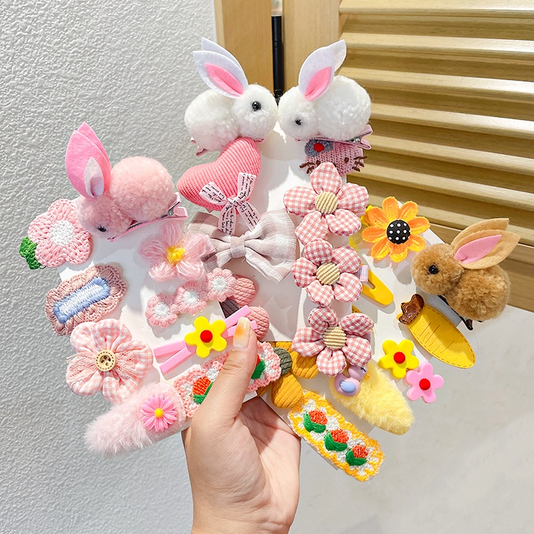 Kẹp tóc hình chú thỏ bằng nhung dễ thương xinh xắn phong cách Nhật Bản