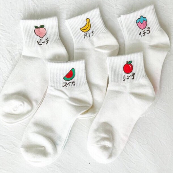 Tất nữ nam cổ cao cute màu trắng phong cách Trái cây, vớ nam nữ cao cổ dài Vintage hàn quốc giống nike chống hôi chân