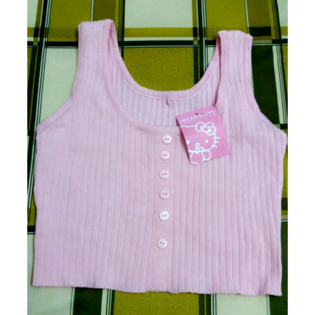 Áo crop len phối nút như hình