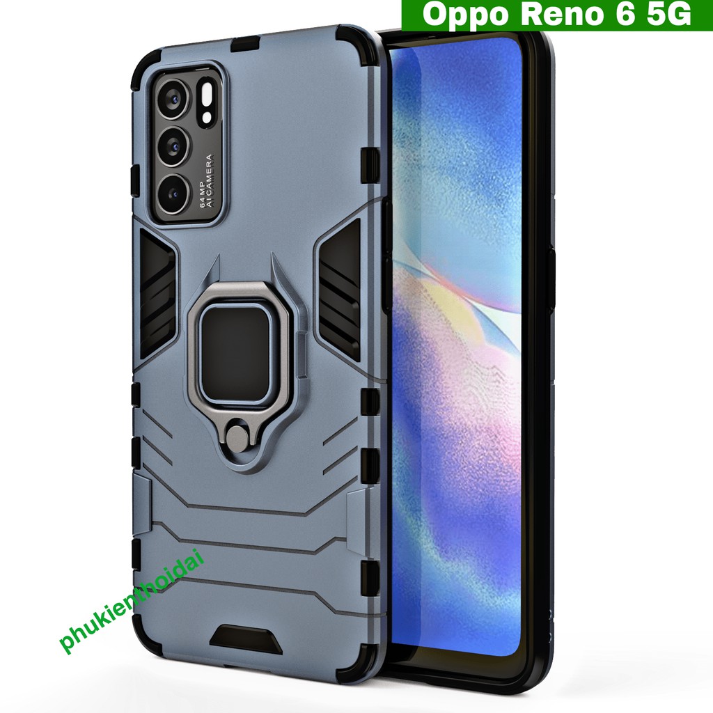 Ốp lưng Oppo Reno 6 5G IRON MAN IRING chống sốc giá đỡ xem phim cao cấp