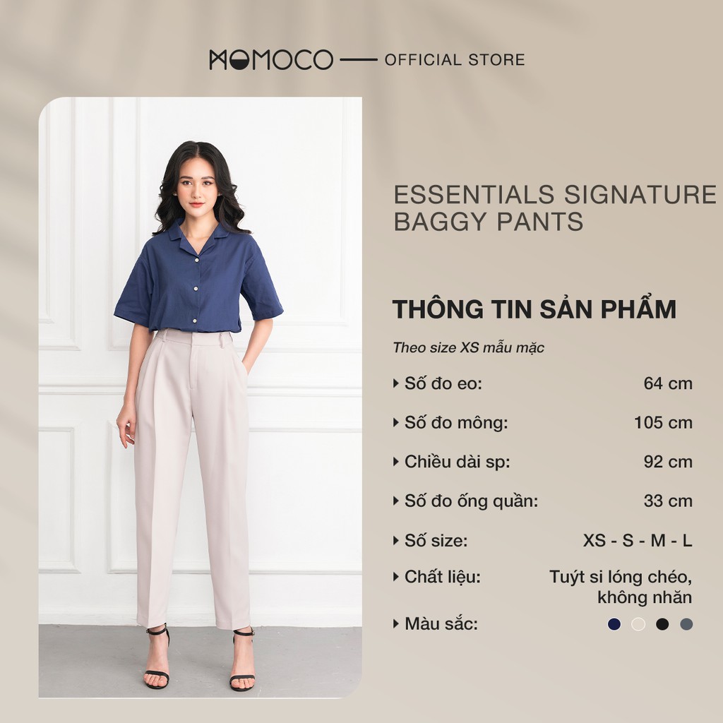 Quần baggy ESSENTIALS Signature Baggy Pants MOMOCO chất tuyết mưa đứng form ít nhăn M2773