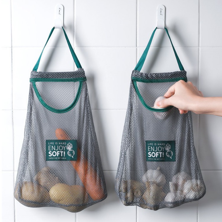 Túi Treo Rau Củ - Hành Tỏi Tránh Mốc Lưu Trữ Hành Tỏi Tránh Mốc Lưới Đan Hình Tháp 2 ngăn