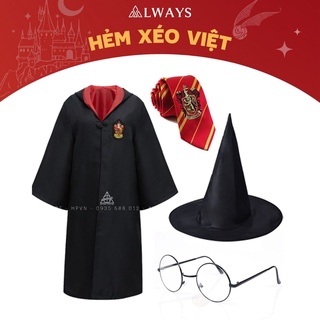 Áo choàng Harry Potter kèm cà vạt, mũ phù thủy và kính Nam/nữ - Trang phục Phù thuỷ hoá trang Harry Potter