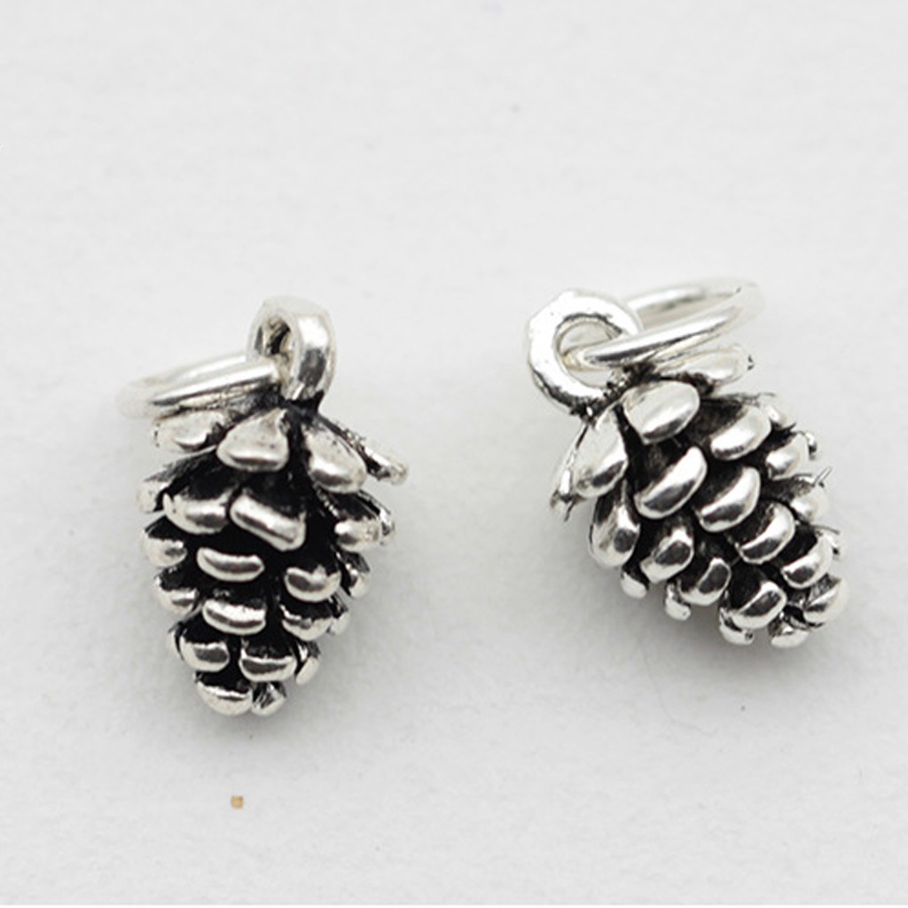 Phụ kiện Charm bạc Mặt cây thông nhỏ treo