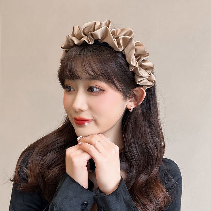 Băng Đô Cài Tóc Bản Rộng Bằng Lụa Ren Phong Cách Mới