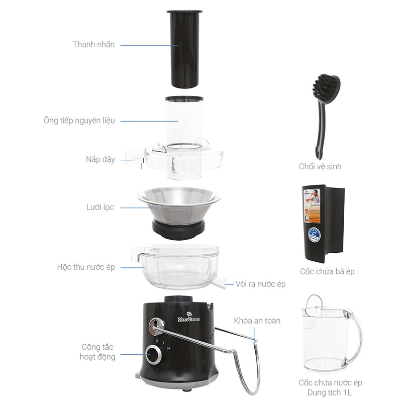 Máy Ép Trái Cây Bluestone JEB 6535 , Công Suất 600W , 2 Tốc độ,  Bảo hành chính hãng 24 Tháng