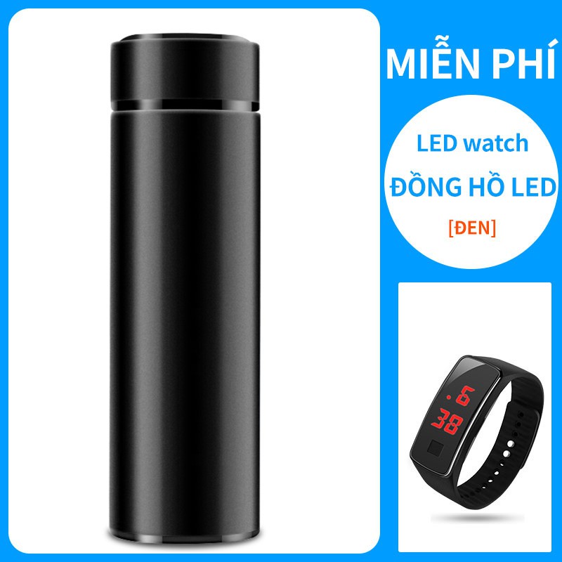 Miễn phí Đồng hồ led Bình Giữ Nhiệt Bình Nước Giữ Nhiệt Có Led Báo Nhiệt Độ 500ml Inox Mini Cao Cấp