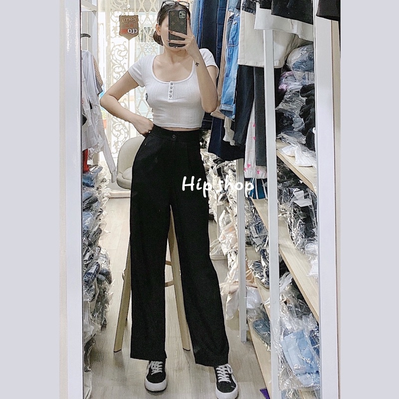 Quần tây suông lưng cao trên rốn form chuẩn (Hình thật ) | BigBuy360 - bigbuy360.vn