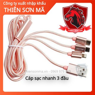 Cáp sạc nhanh 3 đầu tiện lợi