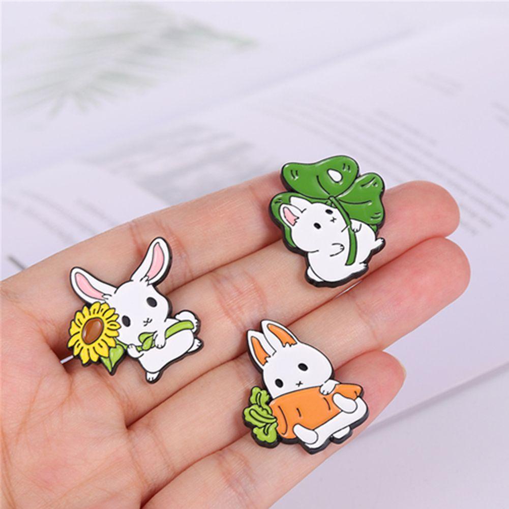 Trâm Cài Áo Hình Thỏ Tráng Men Bằng Hợp Kim Dễ Thương